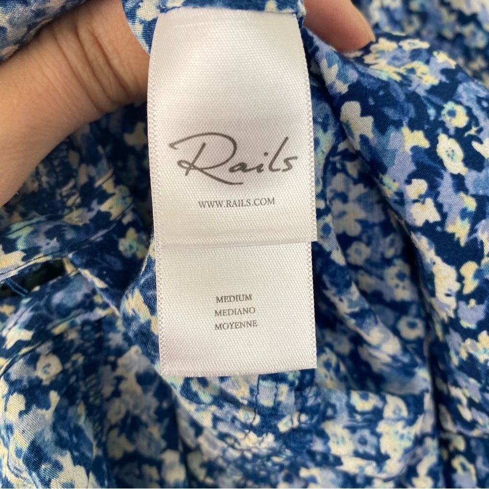 Rails Womens Eliza Blue Floral Print Rayon Fit & Flare Dress Ice Chrysanthemum M - Picture 12 of 14